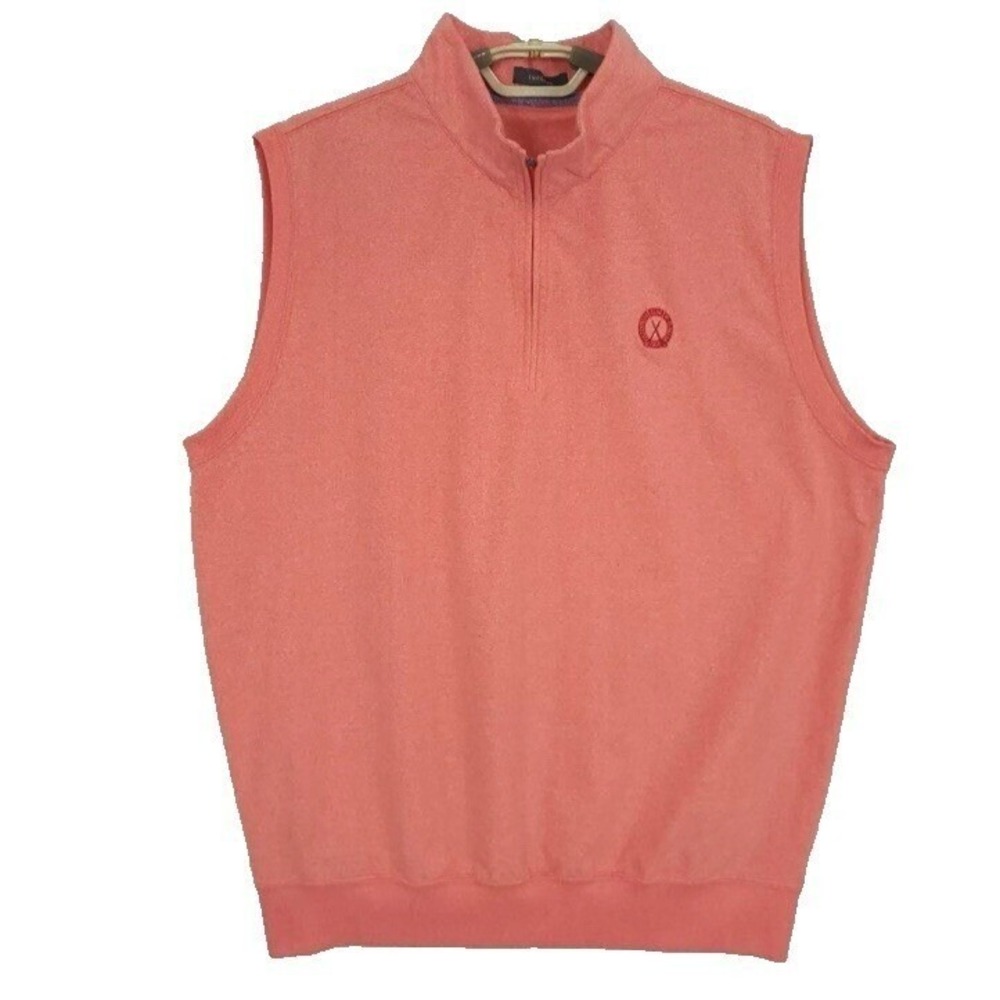 Turtleson Quarter Zip Golf Vest Mens Large Coral‎ Pink Performance Country Club